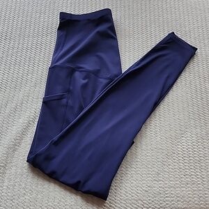 Enerful  Maternity High-Waisted Navy Leggings